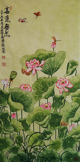《春意盎然》  规格：67cmX132cm  2019年